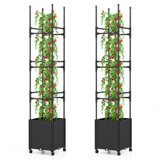 1 Pc Raised Garden Bed With Trellis And Wheels Self-watering Planter Box With 3 Heights & Detachable Pe-coated Metal Tubes