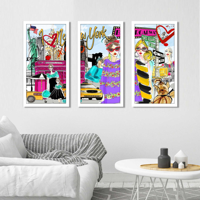 «Take Me to Broadway» par Jodi - 3 pièces encadrées, L 52,5 po x H 33,5 po x P 1 po