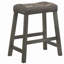 Tabouret de bar 25 po en bois avec siège en cuir, tabouret de comptoir sans dossier (gris antique, ensemble de 2)
