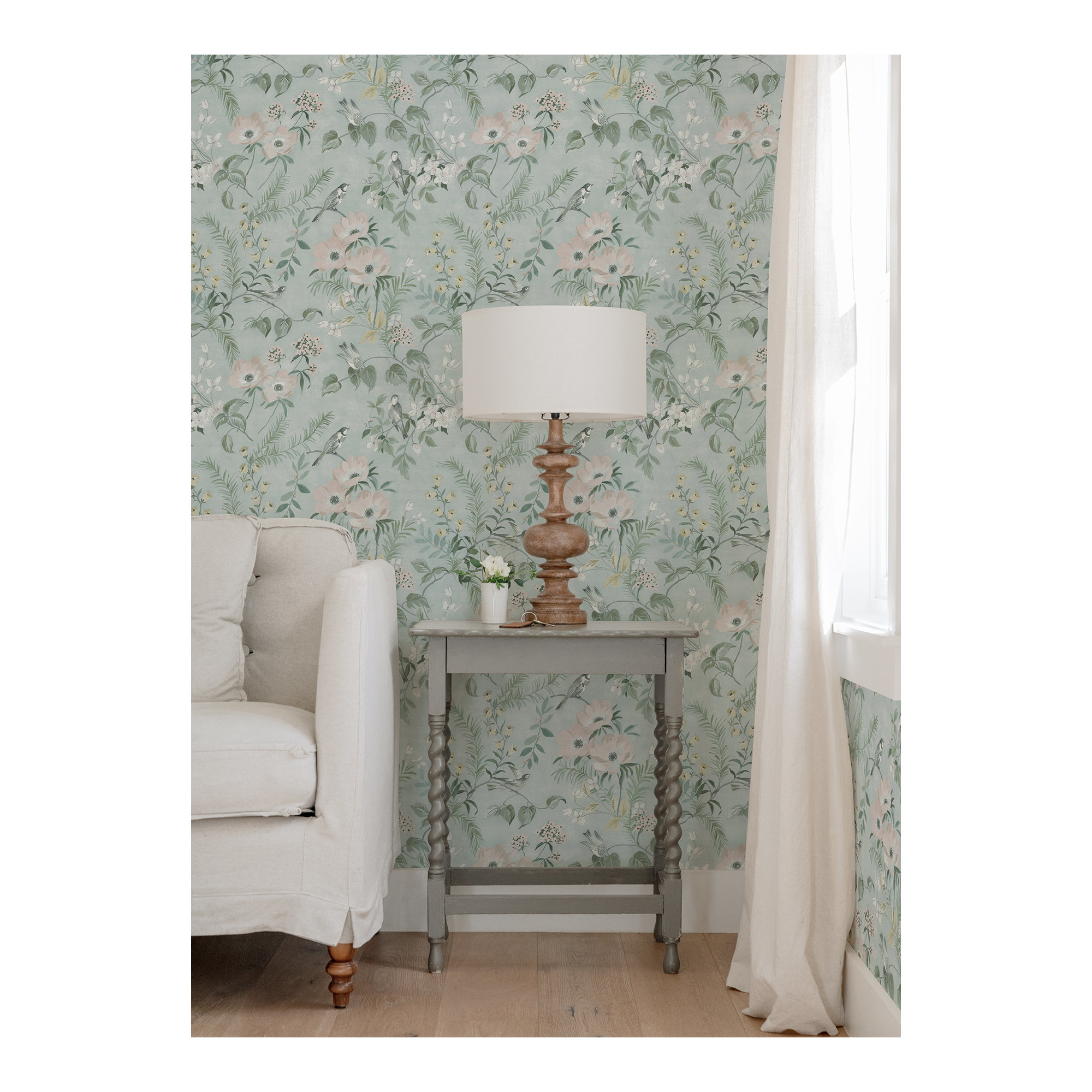 Harton Floral Roll, Green