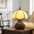 11" Tiffany Style Beige Stained Glass Table Lamp With Dragonfly Accent Base (Bulb Included)