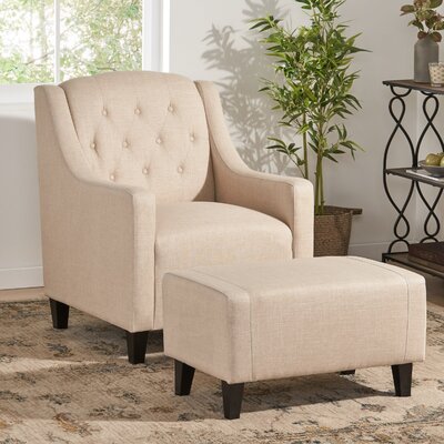 Bloomington 29.75"" Wide Tufted Armchair and Ottoman -  Alcott HillÂ®, THRE2937 26685065