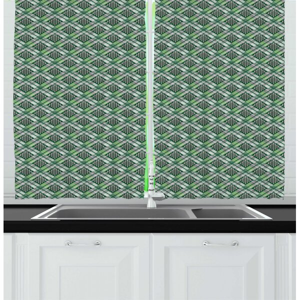 East Urban Home Hunter Green 55'' W Kitchen Curtain in | Wayfair