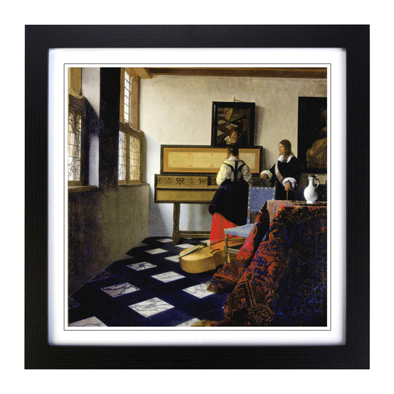 The Music Lesson by Johannes Vermeer - Framed Print, Black