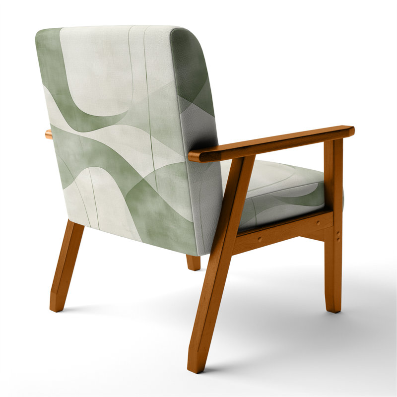 Chaise rembourrée abstraite moderne avec accoudoirs transitionnels - Sage Lines I, Accoudoirs carrés bruns