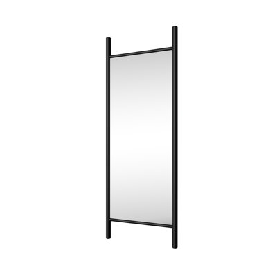 63" Black Wood Leaning Ladder Framed Full Length Mirror