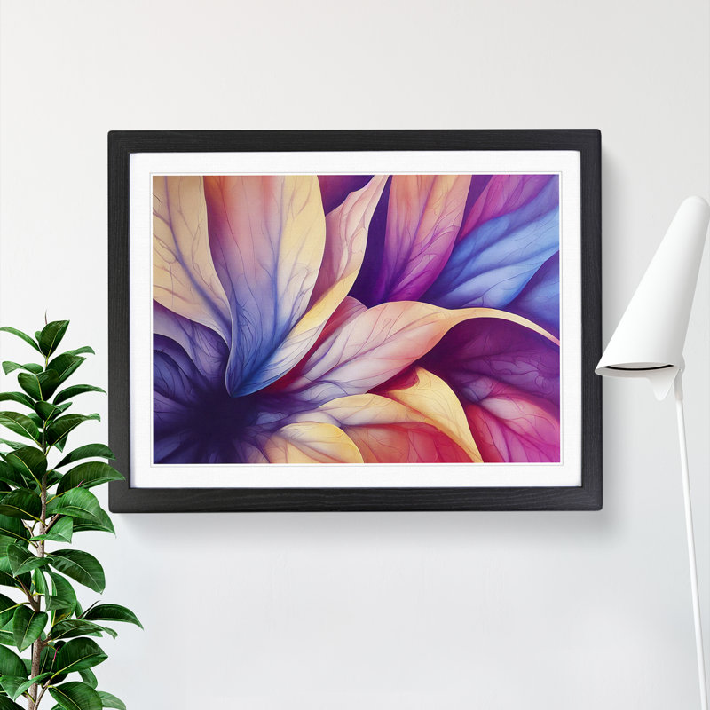 Colourful Flowers Vol.1 Abstract - Single Picture Frame Painting, Black Framed, 25cm H x 34cm W x 2cm D