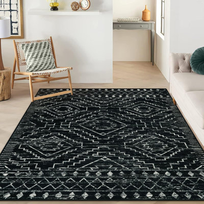 Tapis marocain tribal lavable à motif géométrique lavable pour le salon et la chambre à coucher