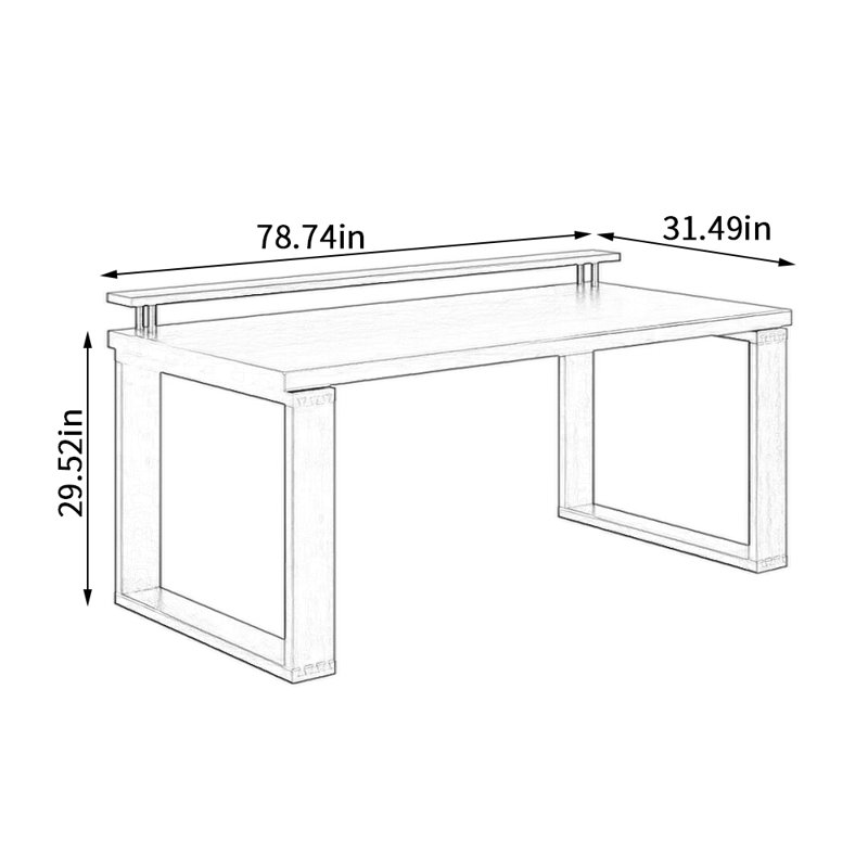Bureau d'écriture Simple Black, H 29,52 po x l 78,74 po x P 31,49 po