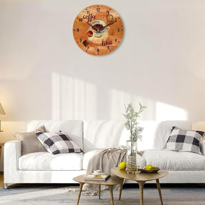 Horloge murale SPUNker, horloge murale rétro café 10 pouces, petites horloges murales à piles chocolat et papillons décoratives pour la cuisine / le salon / la chambre / la salle de bain / la salle à manger