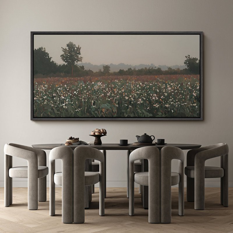 Printemps, champ de fleurs sauvages, paysage abstrait, photos murales, impression numérique sur toile, art numérique encadré très grand