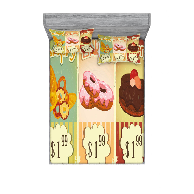 Ensemble de draps de cuisson délicieuse pastries, Ensemble de drap pour grand lit avec drap-housse