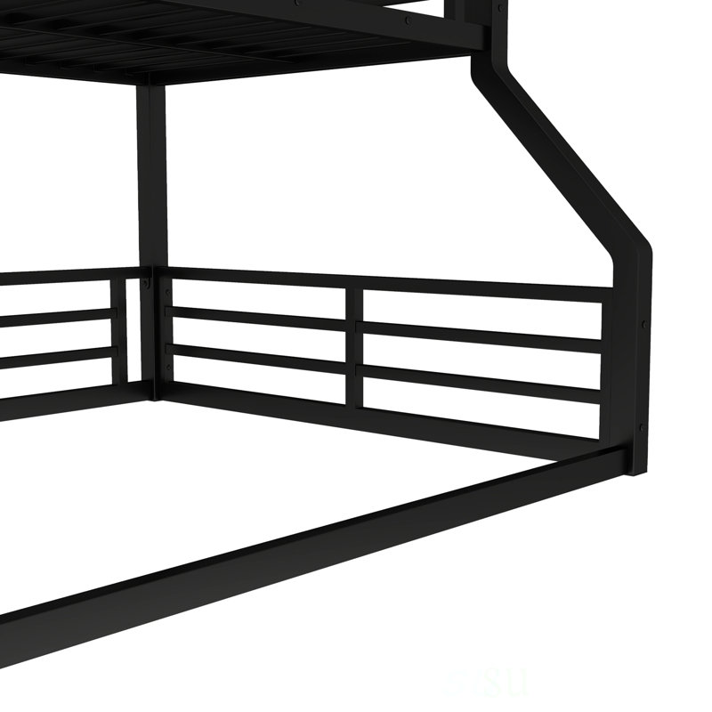Twin Over Twin Over Full XL Metal Triple Bunk Bed With Safety Guardrails And Noise-Reduced Design For Space Efficiency