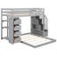 Twin Over Full Bunk Bed With Shelves In Grey - Drawers And Storage Stairs For Efficiency 3-layer Bed, Bedroom Solution