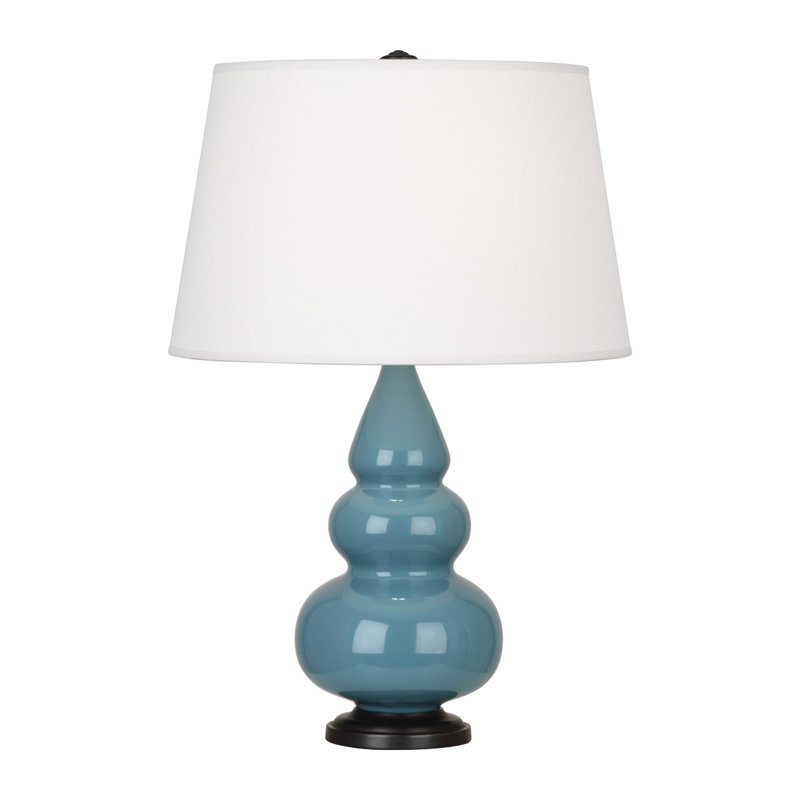 Small Triple Gourd Ceramic Table Lamp, Steel Blue/Deep Patina Bronze, Deep Patina Bronze