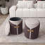 Repose-pieds deux tons avec rangement ou tabouret de coiffeuse, brun