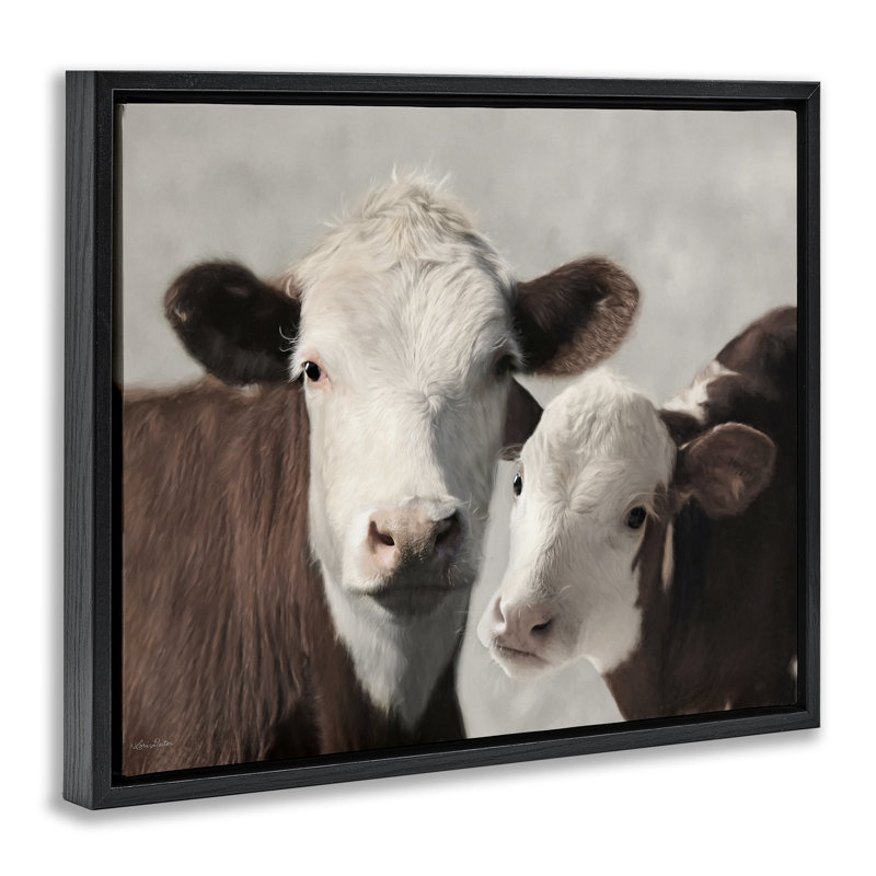 Cadre flottant Mommy & Me Cows, design par Lori Deiter, Cadre flottant noir de jais, H 25 po x l 31 po