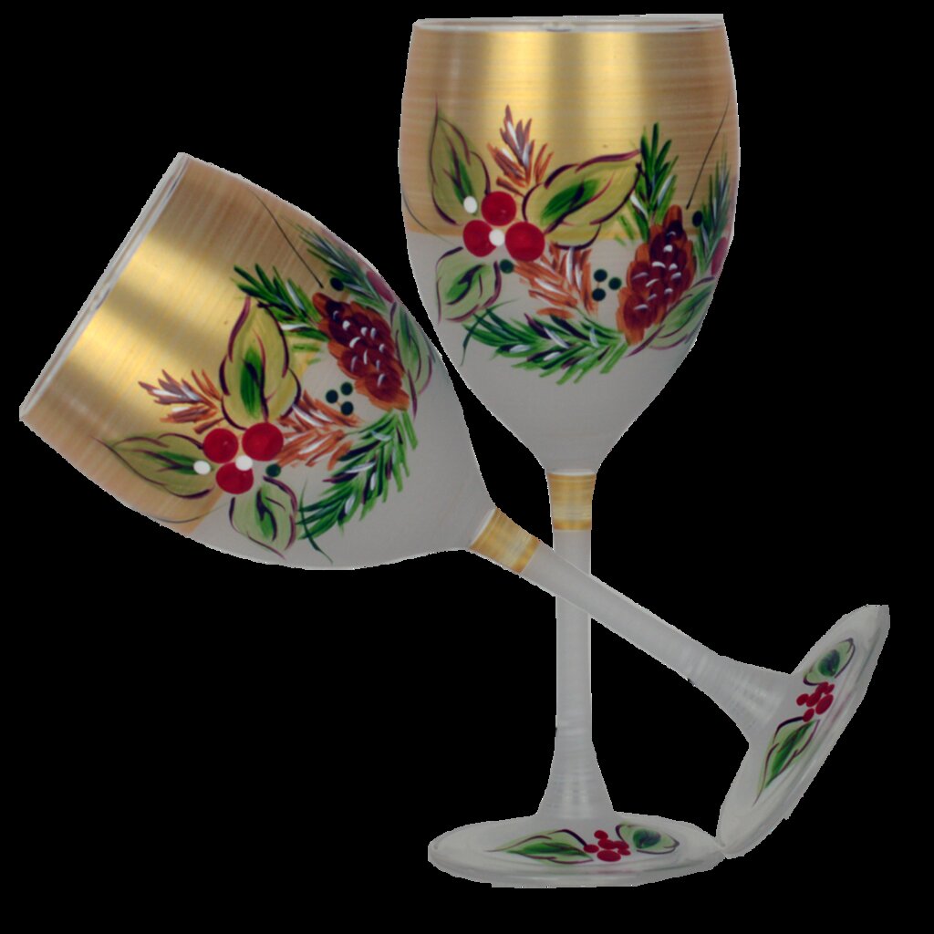 The Holiday Aisle Drouin Mistletoe 330ml Stemmed Wine Glass (Set of 2)