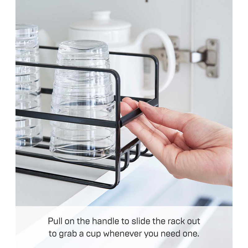 Black Steel Glass and Mug Cabinet Organizer
