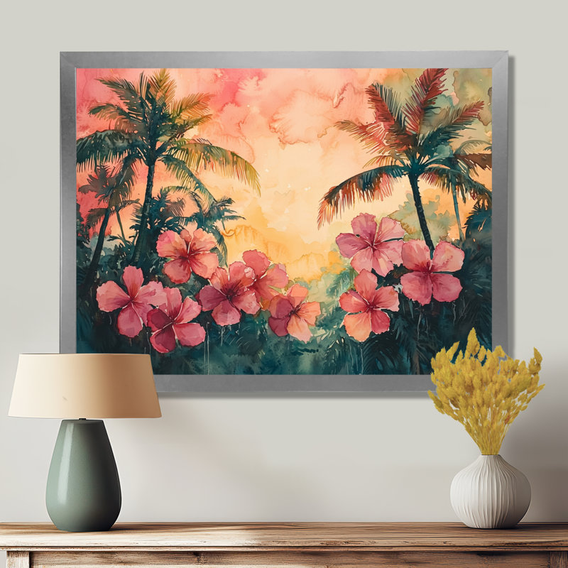 Chui, fleurs d'hibiscus en harmonie tropicale II - art mural hibiscus, Reproduction encadrée d'une seule photo, Argent argent