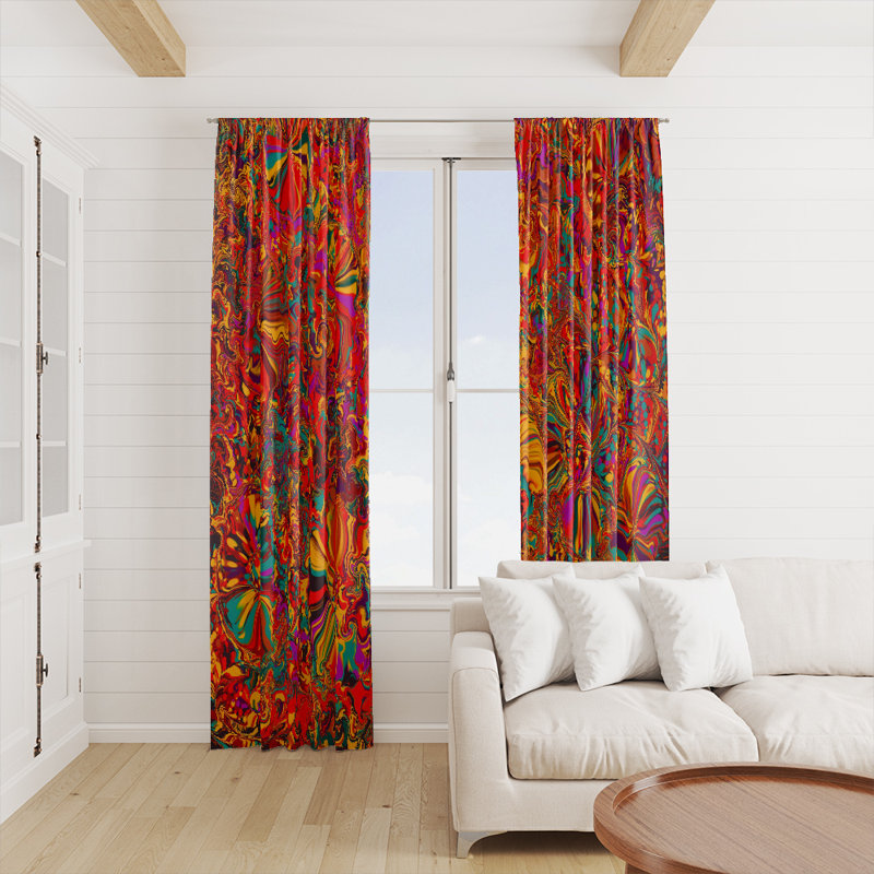 Panneau de rideau semi-transparent abstrait, L 20 po x L 61 po