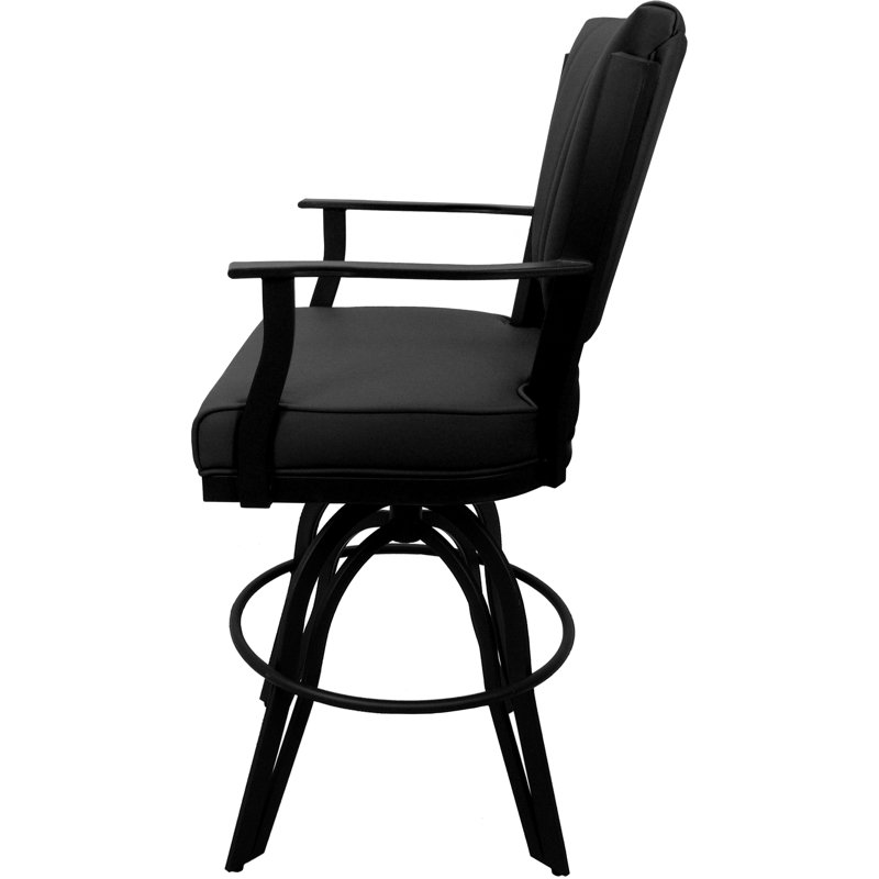 Tabouret de comptoir pivotant en cuir en métal - Siège de 26 po, Black, Noir, noir, noir, noir