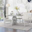 Ensemble de salle à manger 5 pièces, 1 table extensible avec une rallonge de 16 pouces (blanc antique)-1564716248