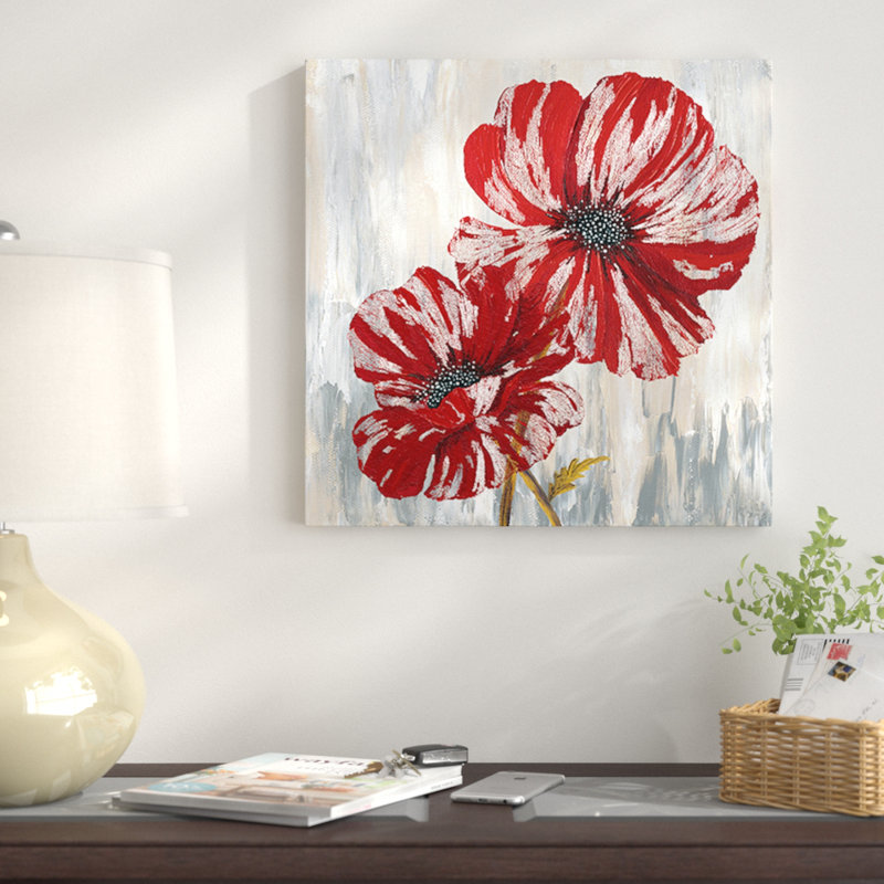 «Red Poppies II from Willow Way StudiosInc collection», reproduction, H 18 po x l 18 po x P 1,5 po, Toile avec cadre noir