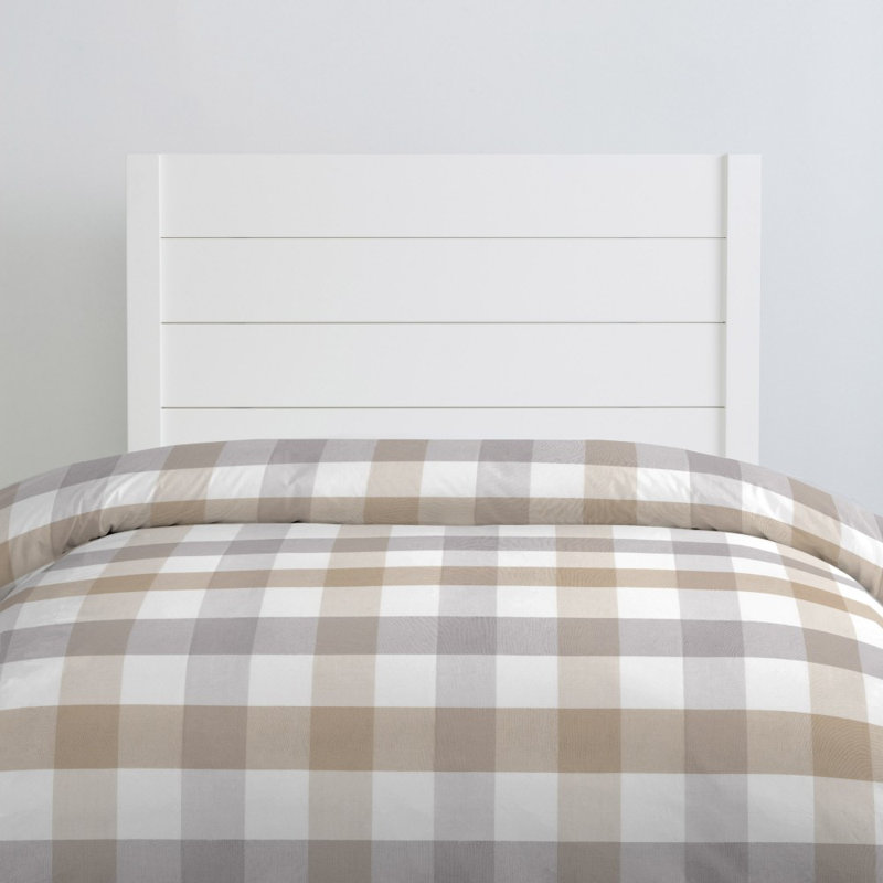 Polyester Percale Checkered Duvet Cover, Taupe/Gray, Twin Duvet Cover