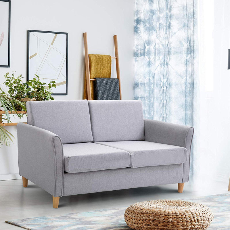 Leela 2 Seater Linen Loveseat, Grey