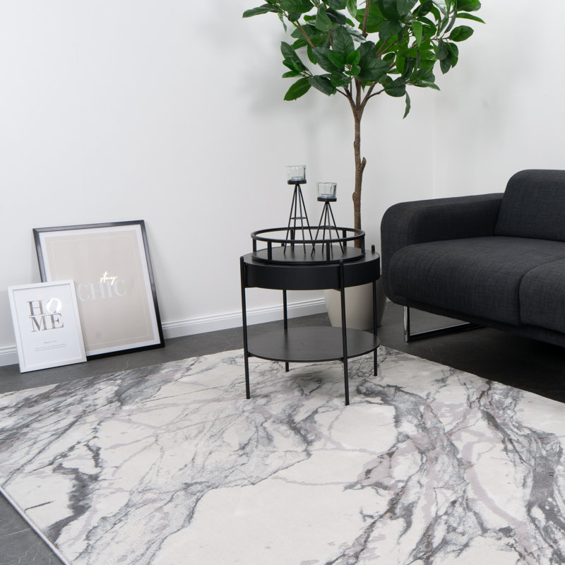 Abstract Machine Woven Gray Area Rug, Rectangular 80 x 150cm