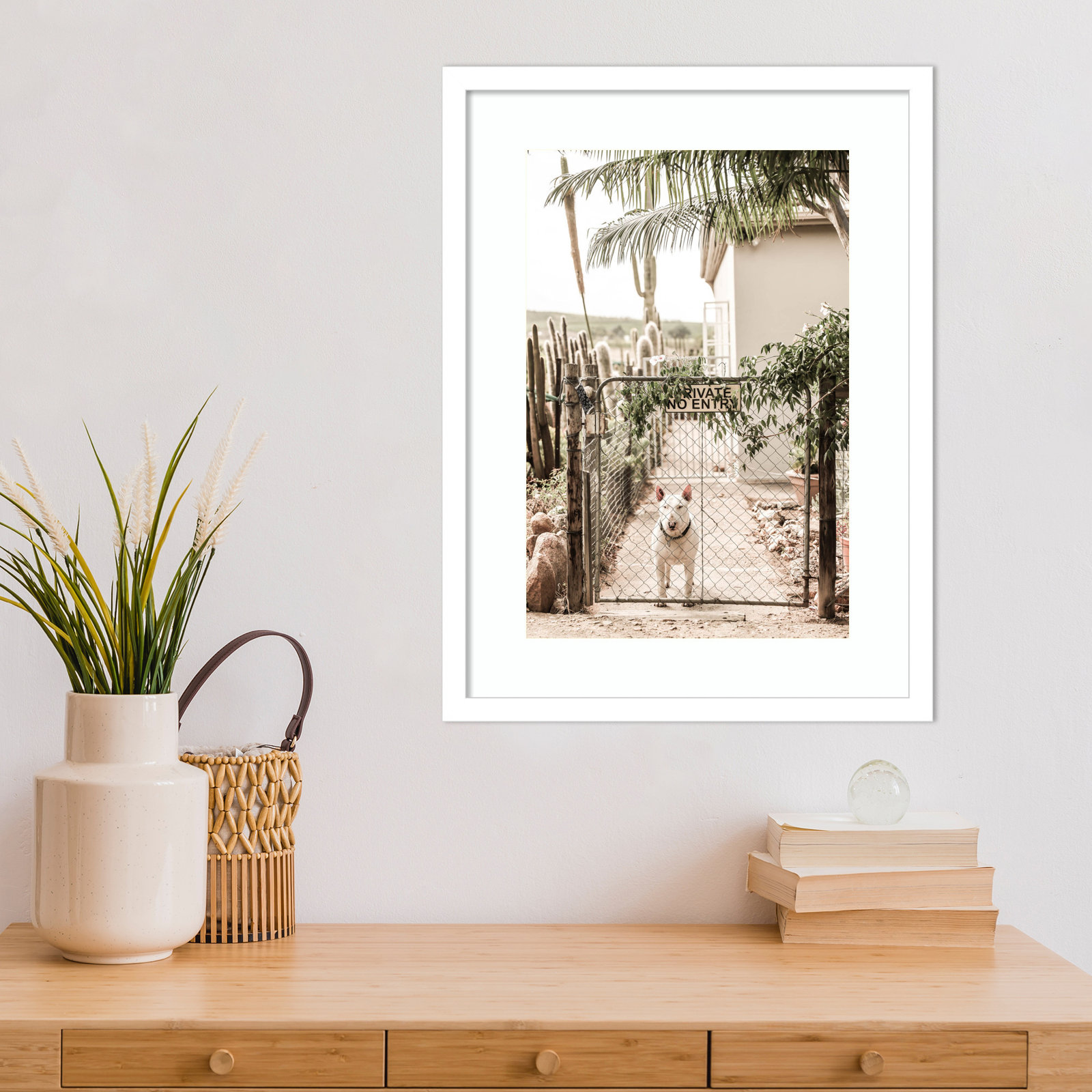 No Entry by Shot by Clint Wood Framed Wall Art Print, 21" H x 16" W, White
