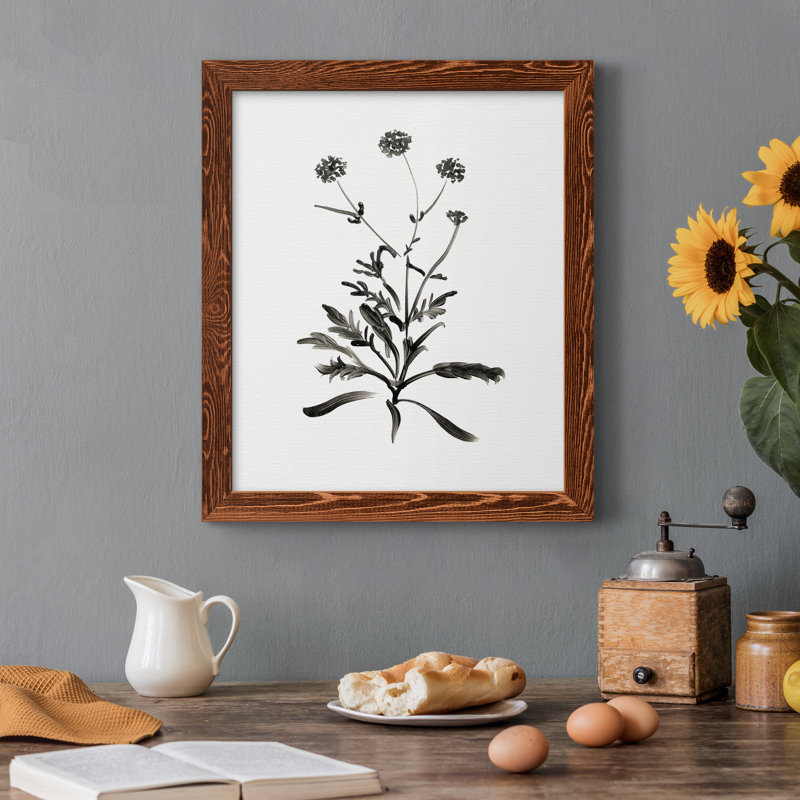 Inky Botanical I - Peinture sur toile encadrée, H 20 po x l 17 po x P 1,5 po, Cadre en érable