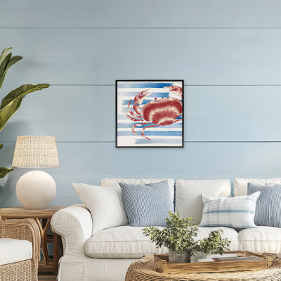 Striped Claw Crab Framed Giclee, design by Eli Jones