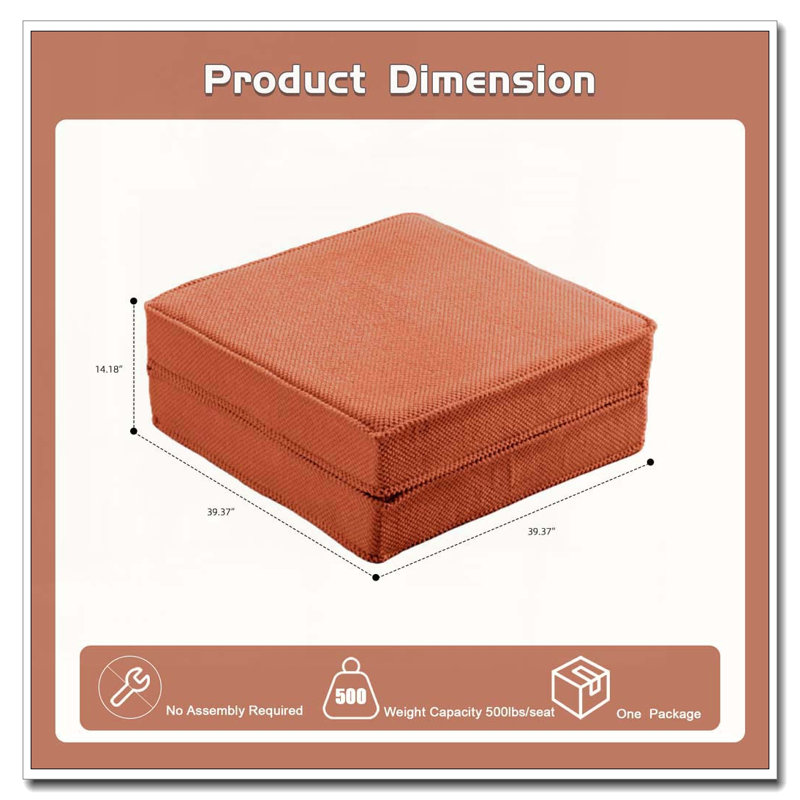 Aucun assemblage requis, tissu polaire circulaire, 1 repose-pieds, Orange