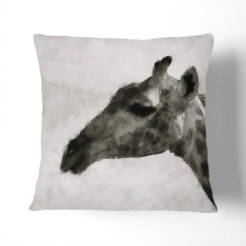 Giraffe Vol.4 Painting Square Throw Cushion, 40cm H x 40cm W x 15cm D, White