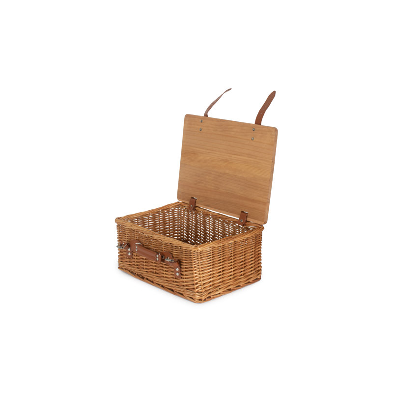 Wicker Gift or Storage Hamper Basket with Lid, 19cm H x 41cm W x 30cm D, Double Steamed