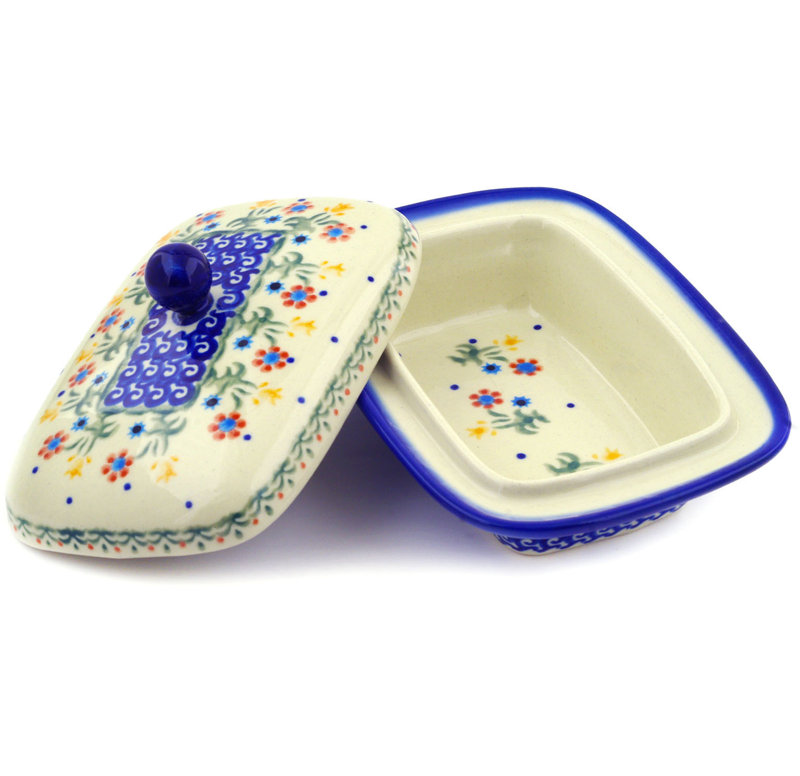 Spring Flowers Stoneware Butter Dish