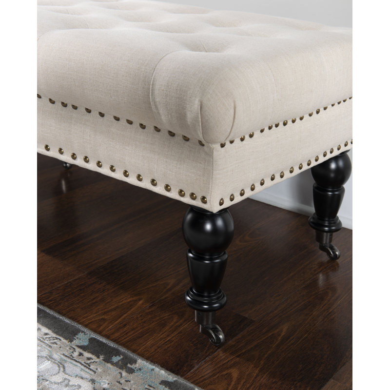Athylene Linen Upholstered Bench, 17.75” H x 62” W x 19.63” D, Beige