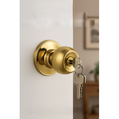 Door Knob Lock, Brass Plated