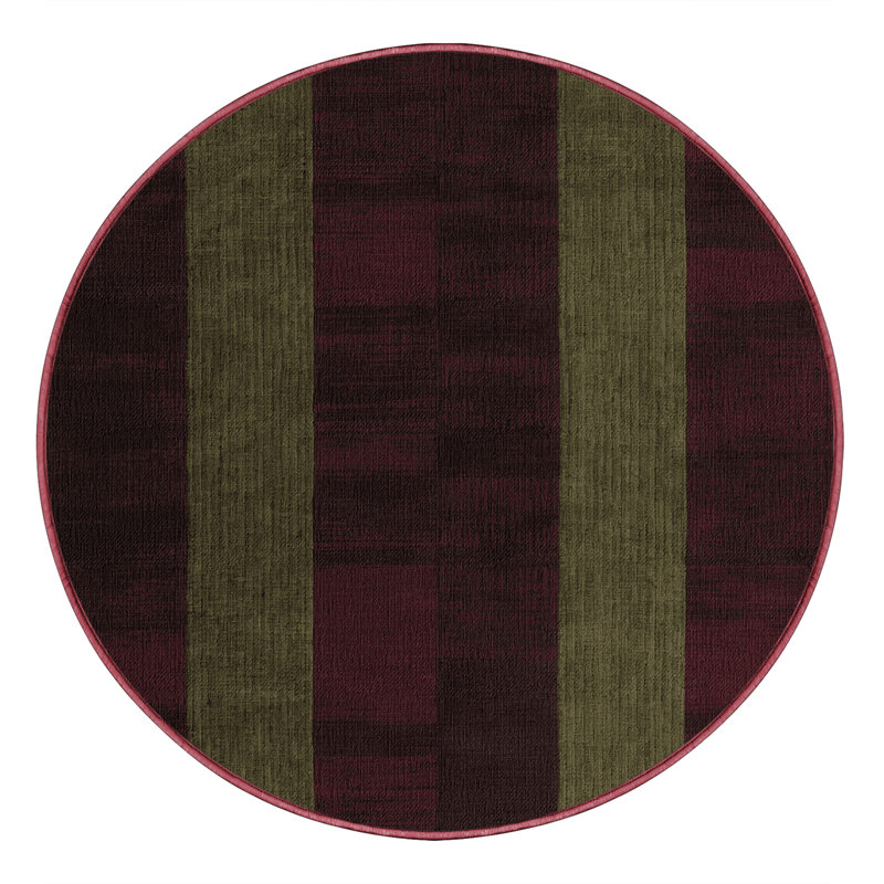 Machine Washable Checkered Brown Area Rug, Round 7'
