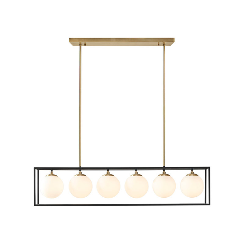 Lustre linéaire en verre givré 6 lumières