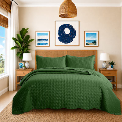 California King Embossed Microfiber Coverlet Set – Lightweight & Oversized Bedding Set