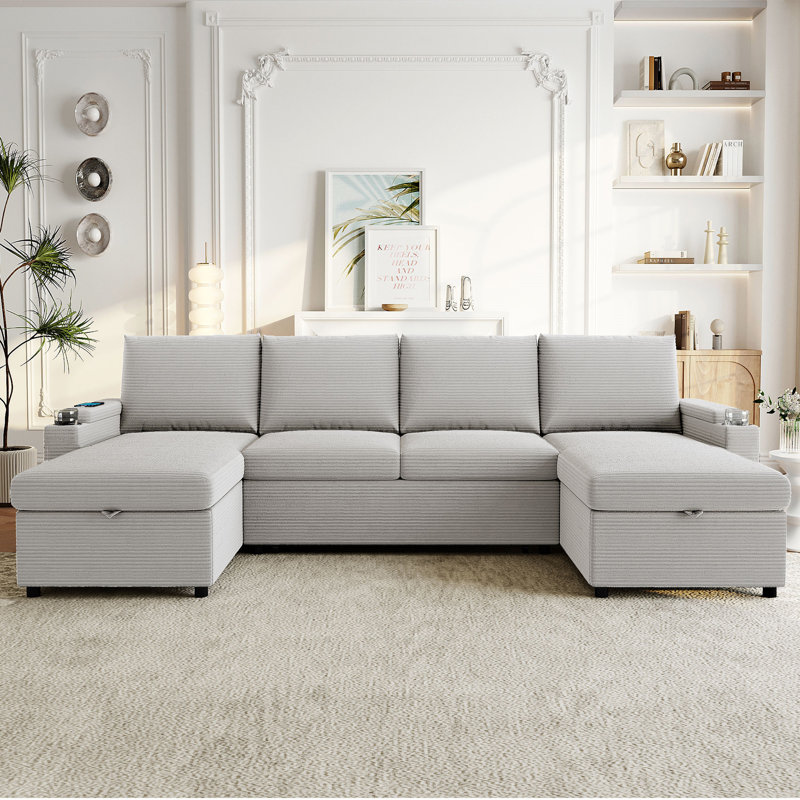 Canapé-lit convertible avec canapé-lit modulaire en U 109,5 po, Gris