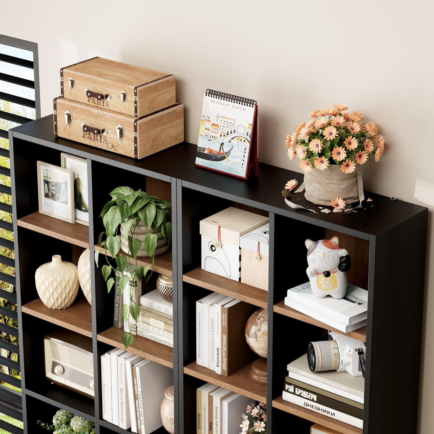 Latitude Run® Double Wide Bookshelf And Bookcase, 7 Tier Media Storage ...