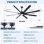 Ventilateur de plafond industriel 84 pouces avec lumière, 8 pales en aluminium, ventilateur de moteur à courant continu de grande taille, pales réversibles, 6 vitesses de vent, 3 températures de couleur à intensité variable, télécommande, tige de suspension réglable, ventilateur d'intérieur couvert pour la vie 