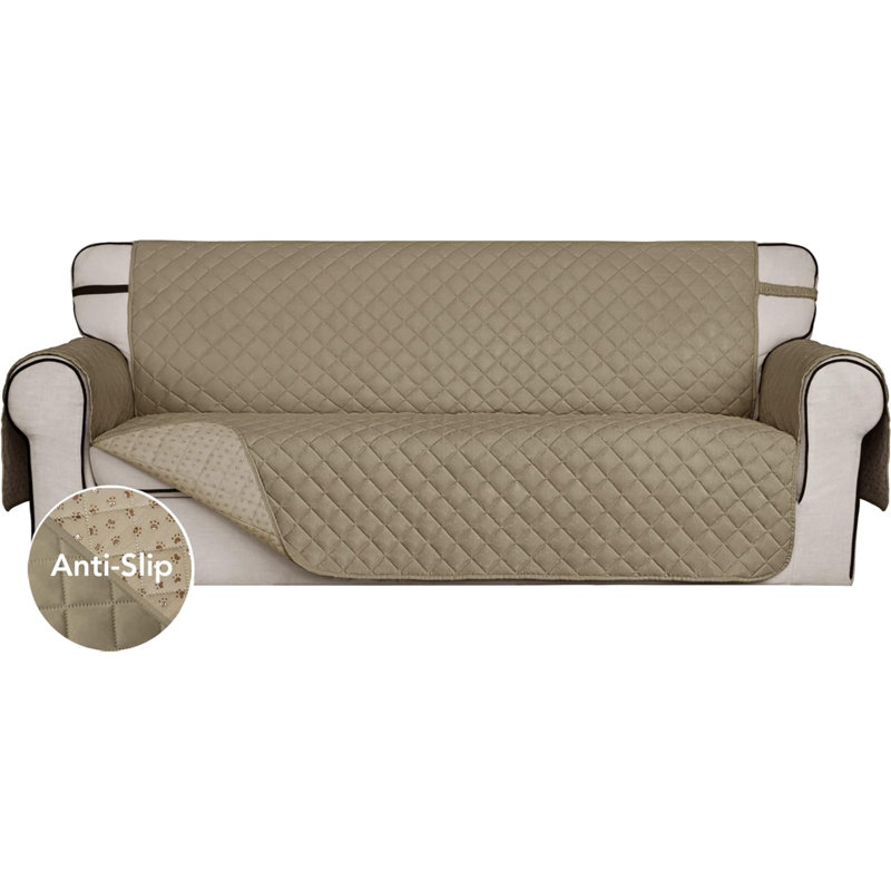 Box Cushion Sofa Slipcover, 5.98" H x 124" W x 76" D, Beige
