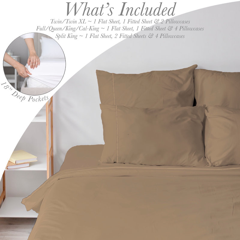 6 Piece Ultra Soft Double Brushed Microfiber Sheet Set, Cooling Sheets with Extra Deep Pockets - Machine Washable, Sanddunes