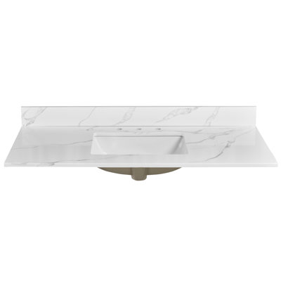 Plateau de meuble-lavabo simple 48 po avec lavabo en quartz - pour remplacement de meuble-lavabo, sans armoire