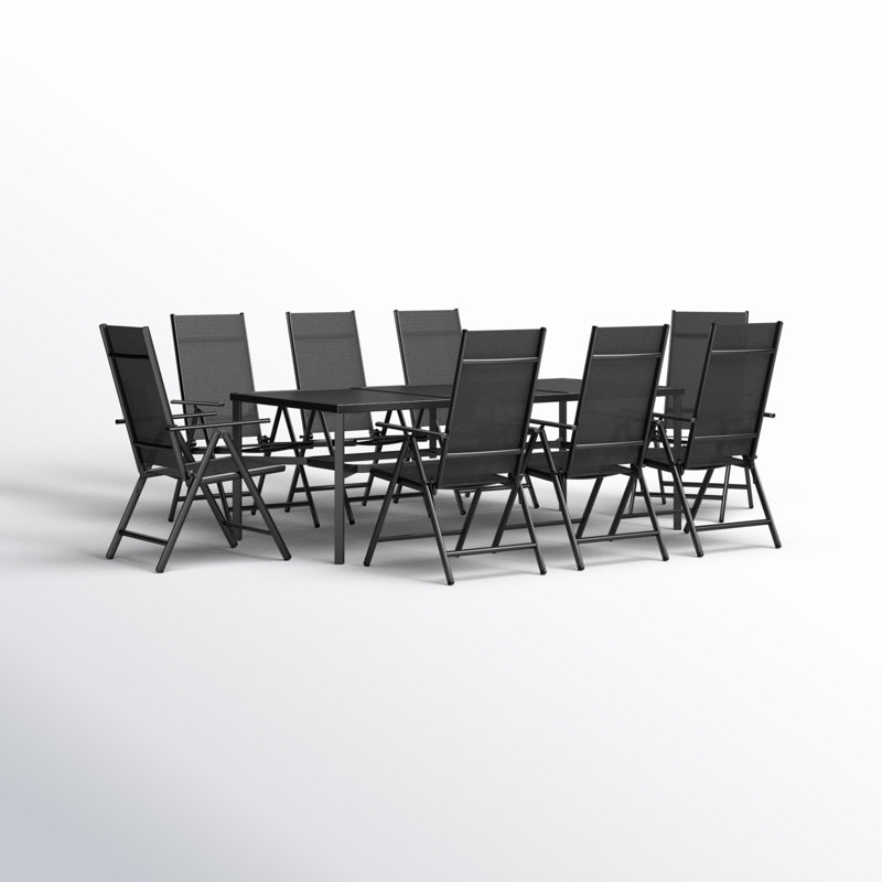 Ensemble de salle à manger rectangulaire pour 8 personnes 82,6 po Salem, Noir